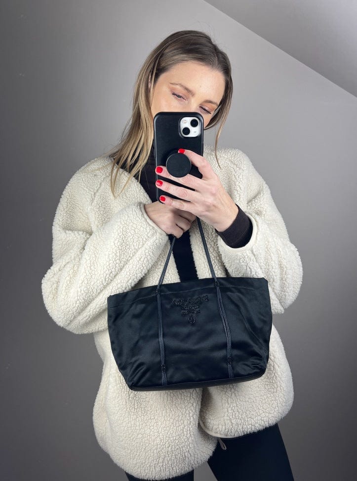 Prada Beaded Tote Satin Mini Tote Bag