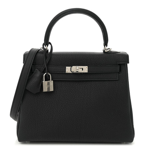 Hermes Togo Kelly Retourne Handbag Black Travel Bag