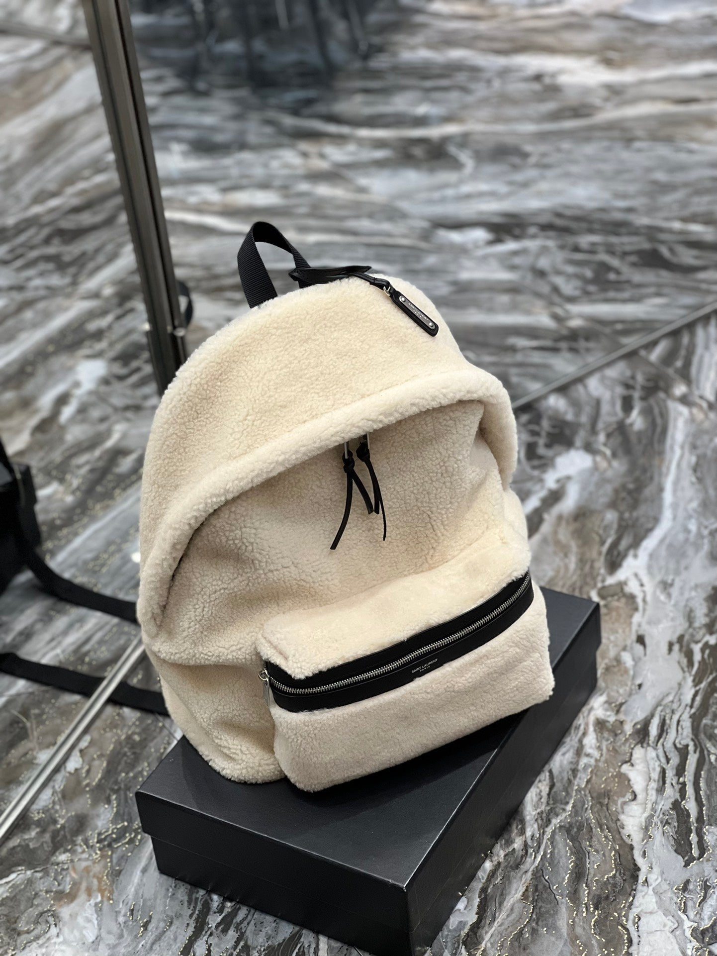 YSL Saint Laurent Fleece Backpack , ’s 16.1in Beige