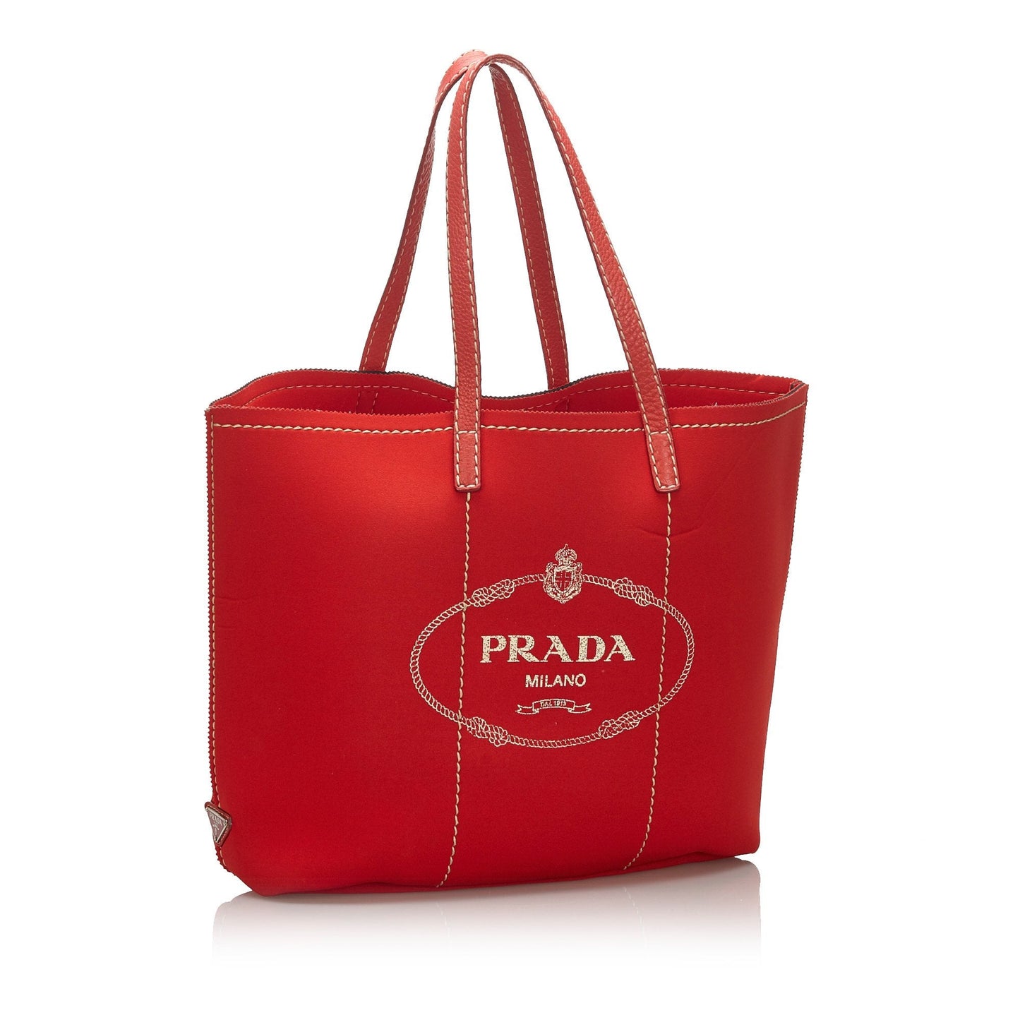 Prada Polyester Fabric Canapa Neoprene Tote Bag Italy Red Tote Bag Italy