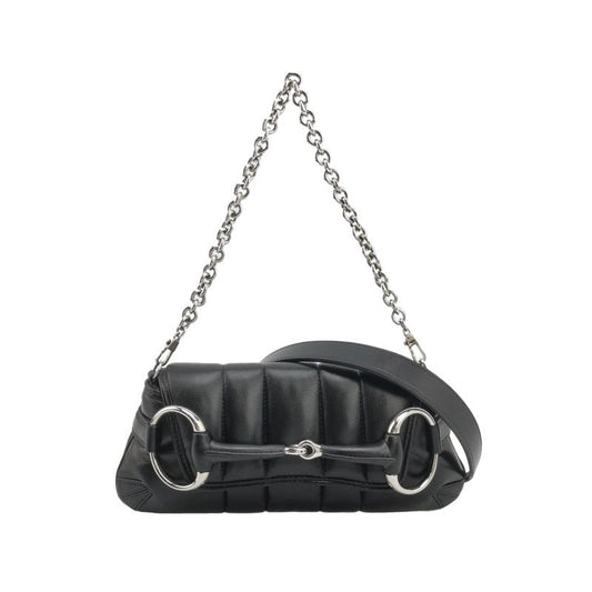 Gucci Horsebit Padded S23 Leather Black Small Chain Shoulder Bag