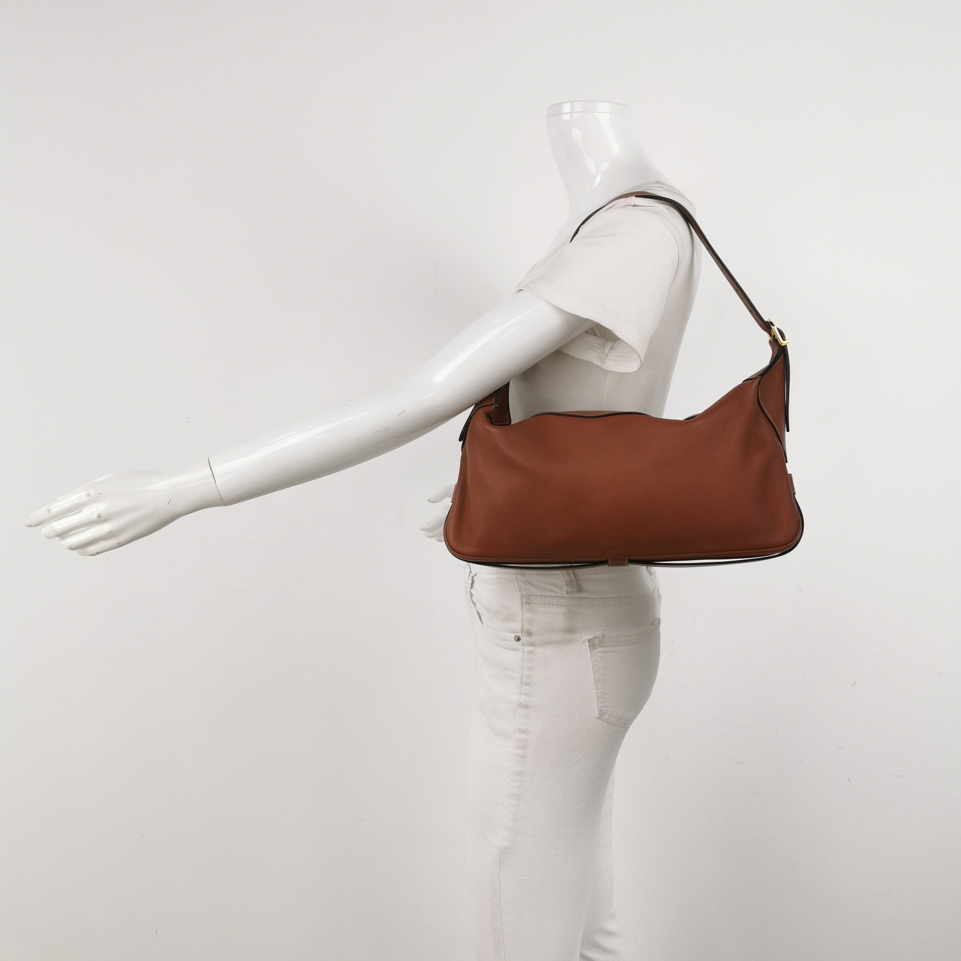 Romy Calfskin Shoulder Bag Leather Brown