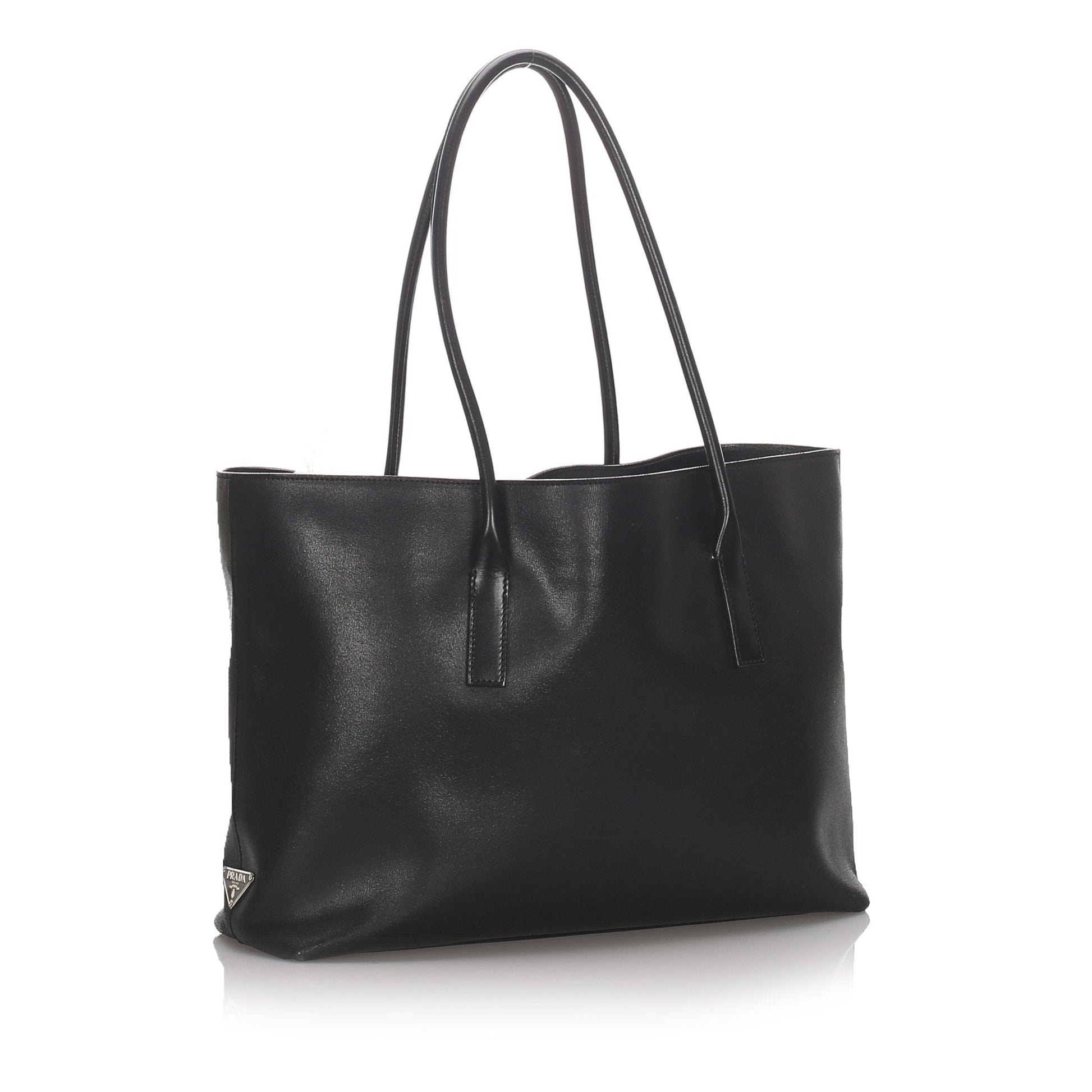 Prada Calf Tote Bag Italy Leather Calf Leather Black