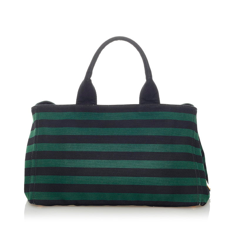 Prada Striped Canapa Handbag Travel Bag