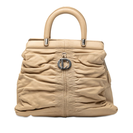 Dior Handbag Karenina Frame Bag Lambskin Beige