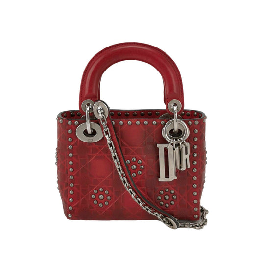 Dior Lady Studded Flower Bag Cruise Collection Red Mini Travel Bag