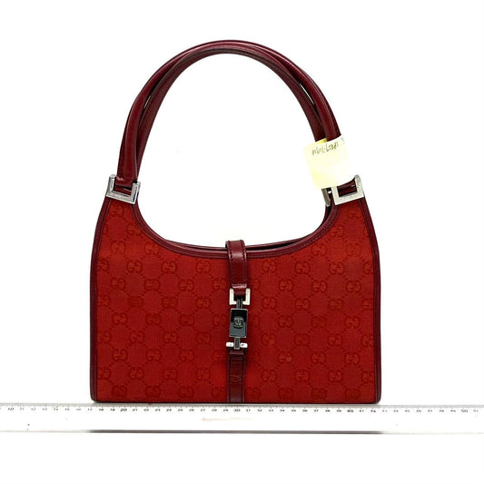 Gucci Jackie Fabric Monogram Leather Red Shoulder Bag