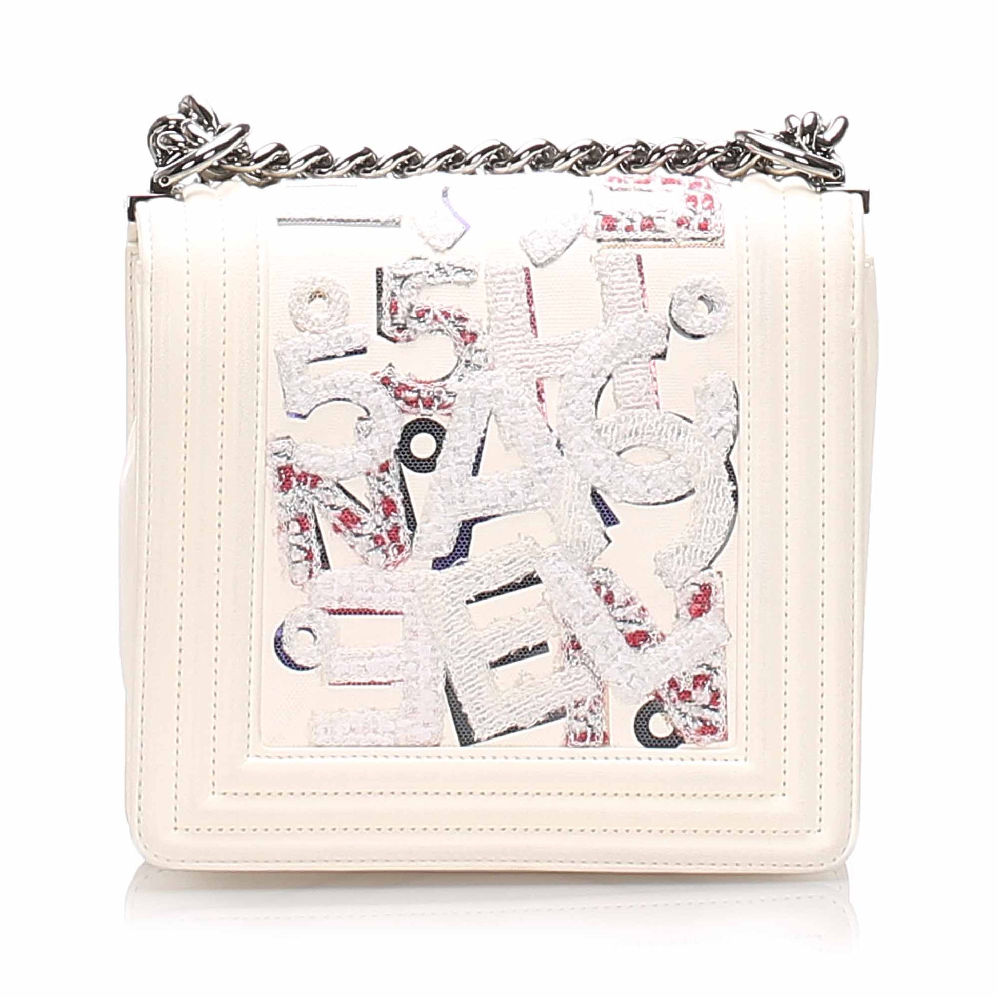Chanel No 5 Graffiti Boy Bag White Flap Shoulder Bag