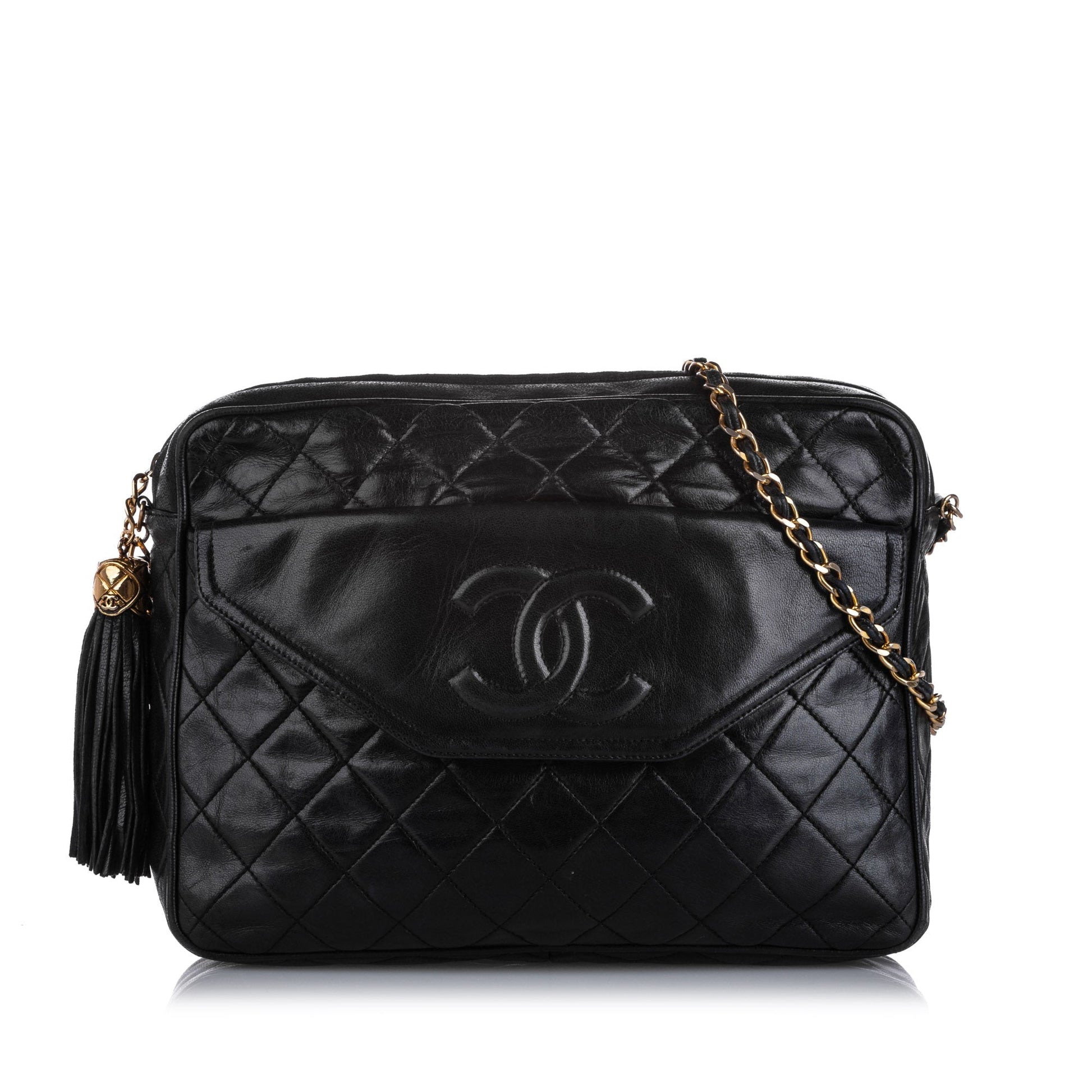 Chanel CC Classic Lambskin Crossbody Bag Leather Black