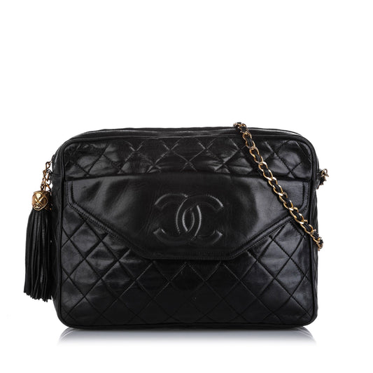 Chanel CC Classic Lambskin Crossbody Bag Leather Black