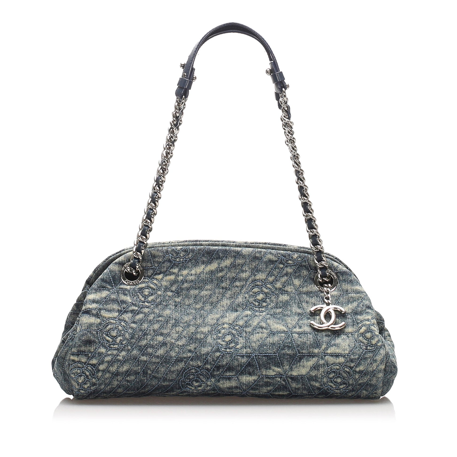 Chanel Camellia Mademoiselle Shoulder Bag Denim Blue