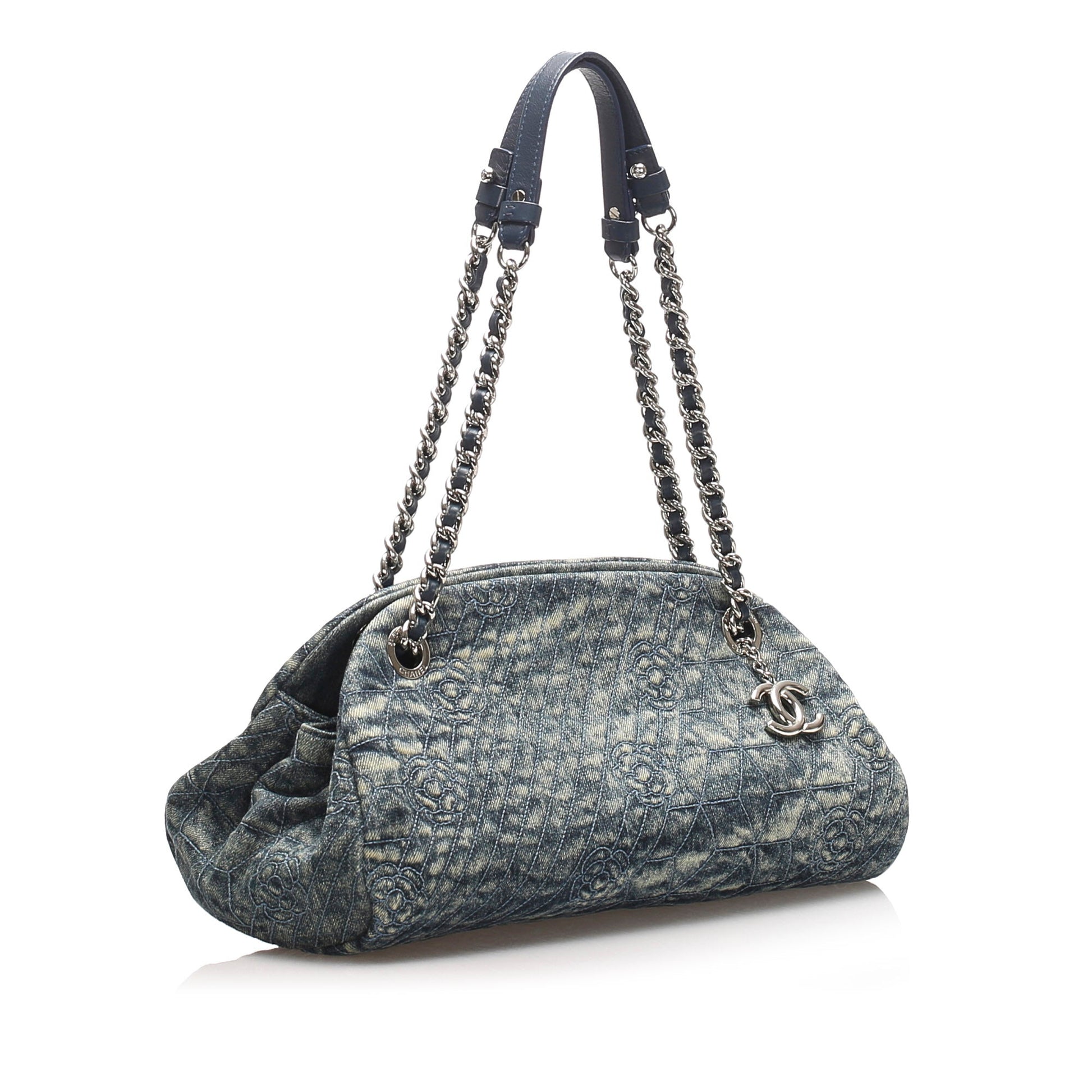 Chanel Camellia Mademoiselle Shoulder Bag Denim Blue