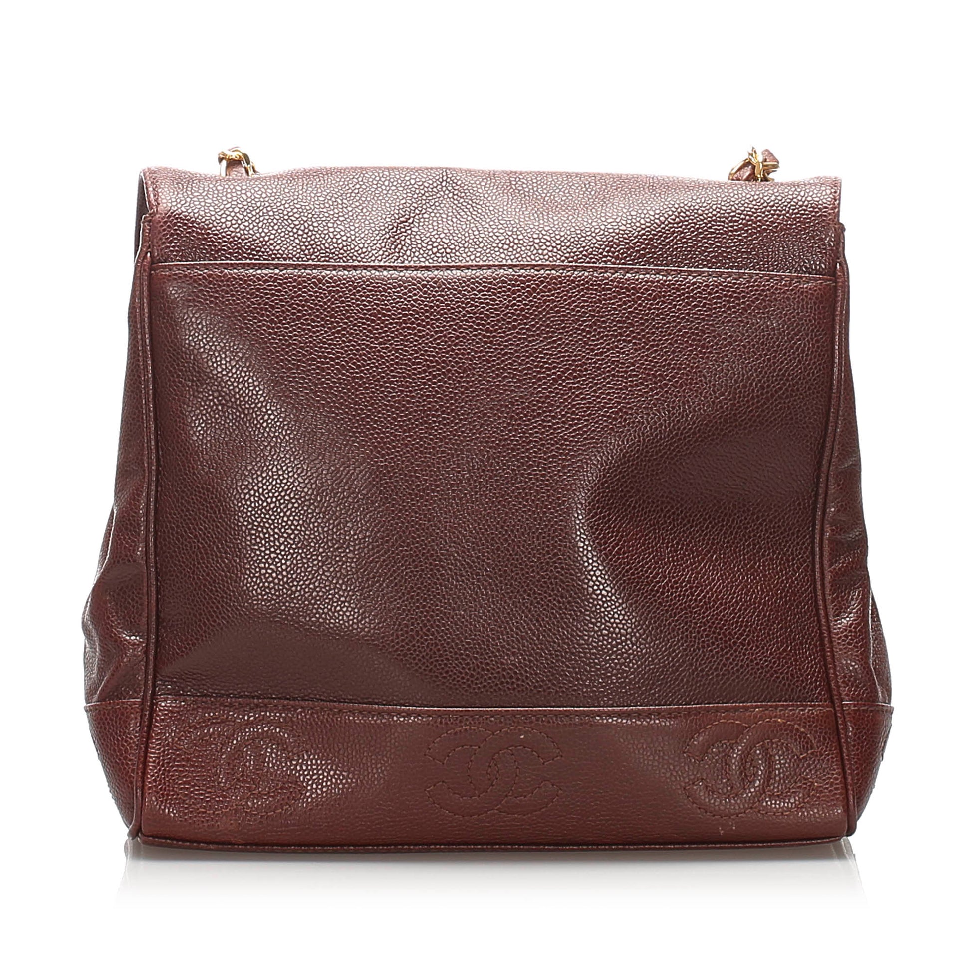 Chanel Caviar Shoulder Bag Leather Red
