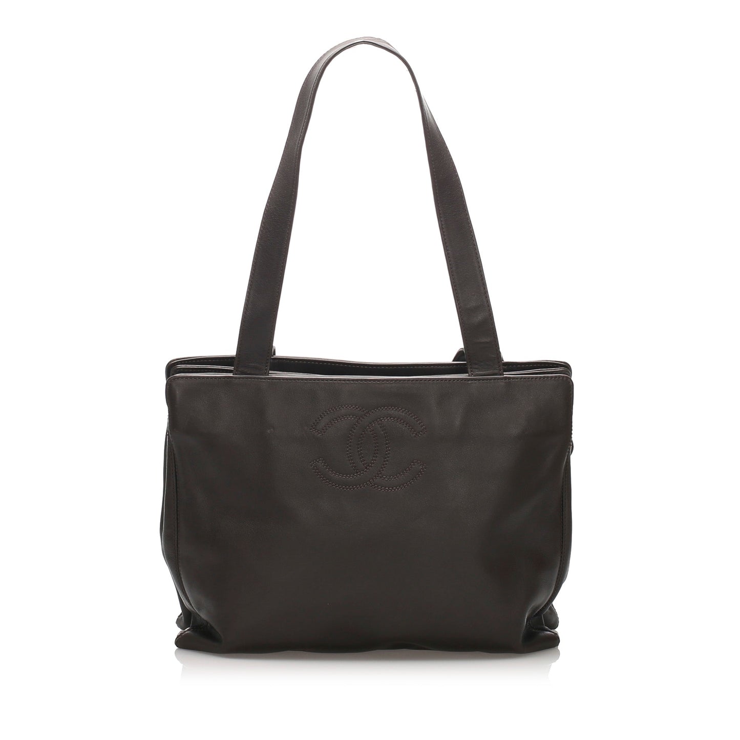 Chanel CC Lambskin Tote Bag Leather Black Shoulder Bag