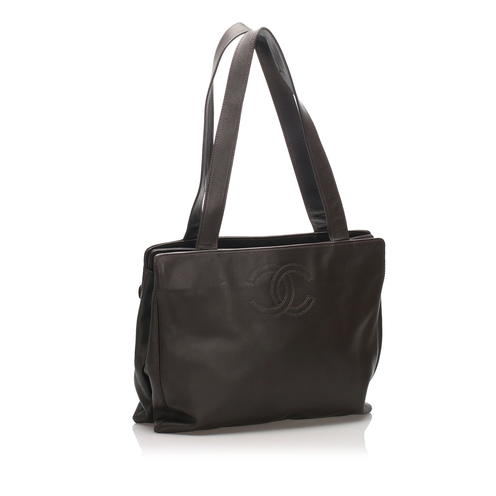 Chanel CC Lambskin Tote Bag Leather Black Shoulder Bag