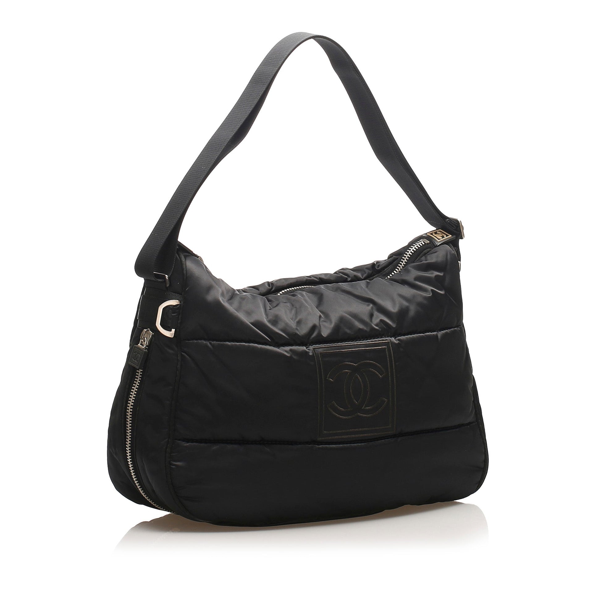 Chanel Sport Line Chain Shoulder Bag Nylon Black