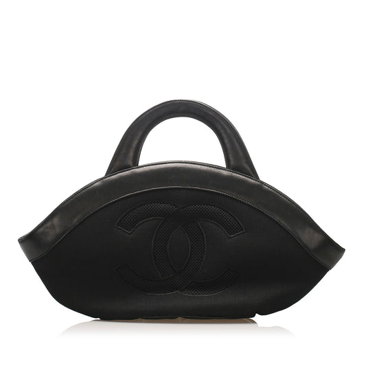 Chanel Camelia Handbag Leather Black