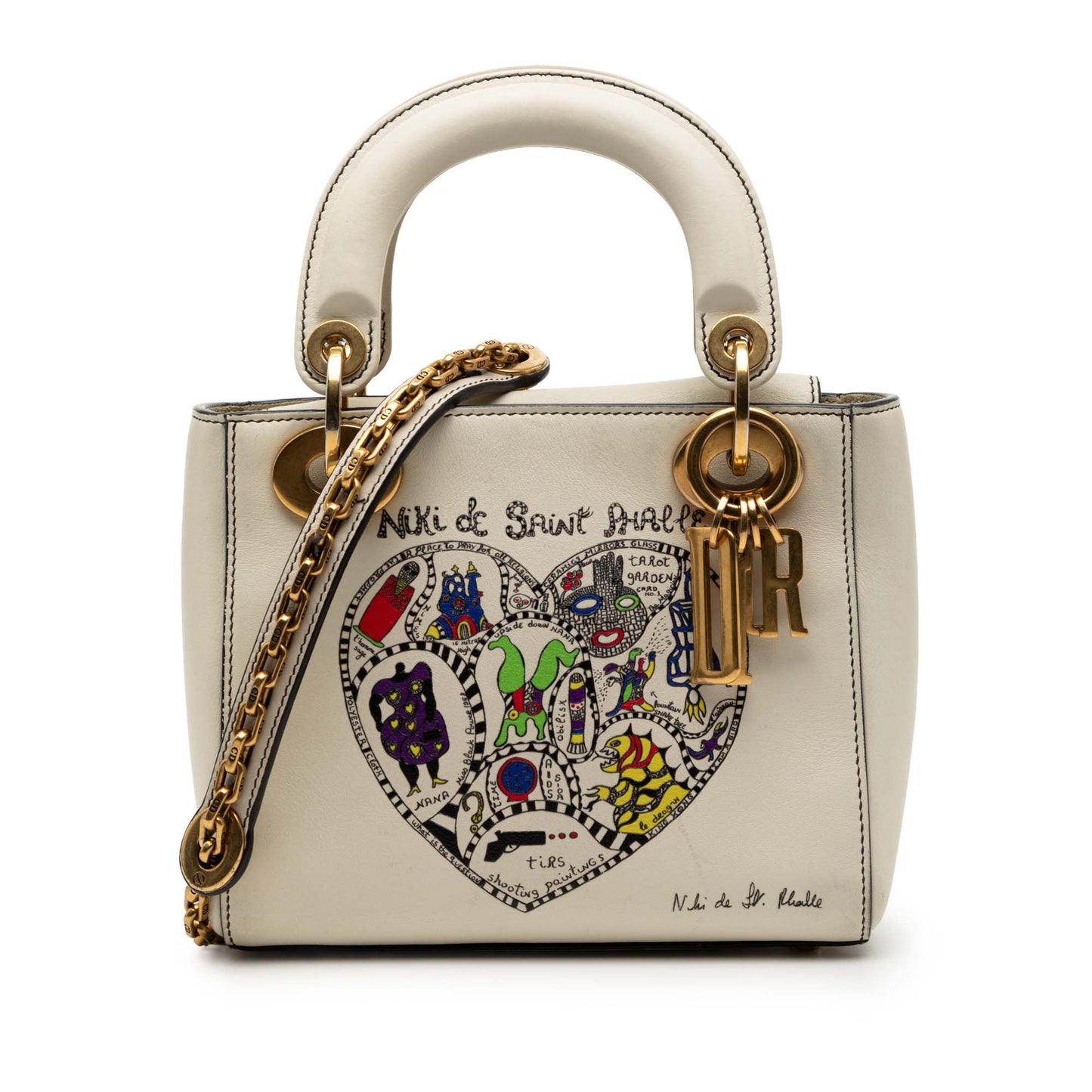 Dior Handbag Amour Niki De Saint Phalle Calfskin Lady White Mini Satchel Bag