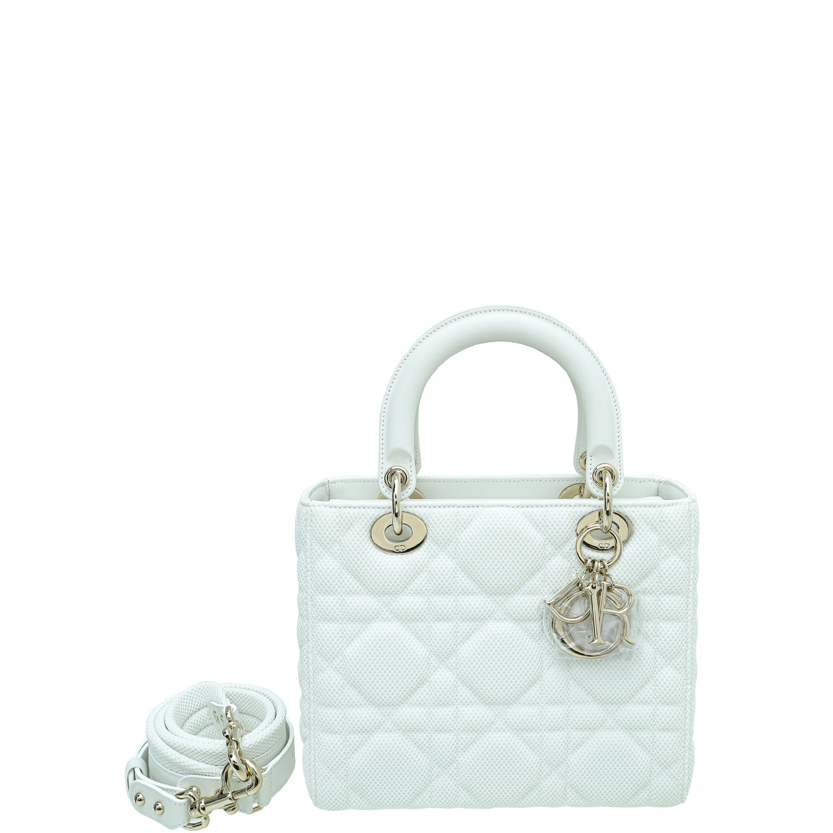 Dior Handbag Christian Lady Mesh Bag White Medium Shoulder Bag