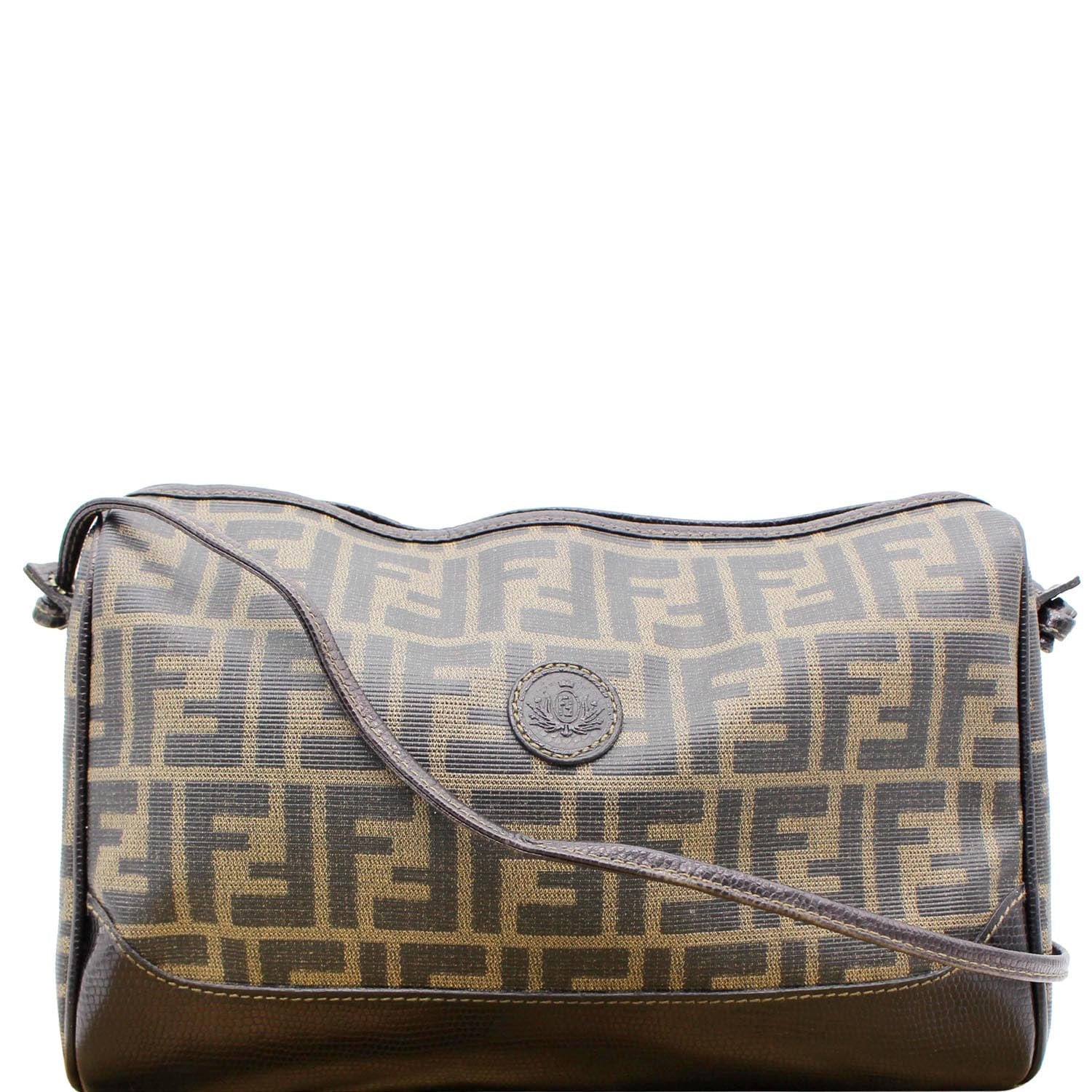 Fendi Roma Coated Crossbody Bag Leather Canvas