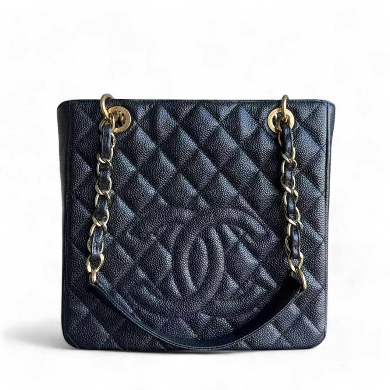 Chanel PST Petite Shopping Tote - Caviar Hardware Quilted Black Tote Bag