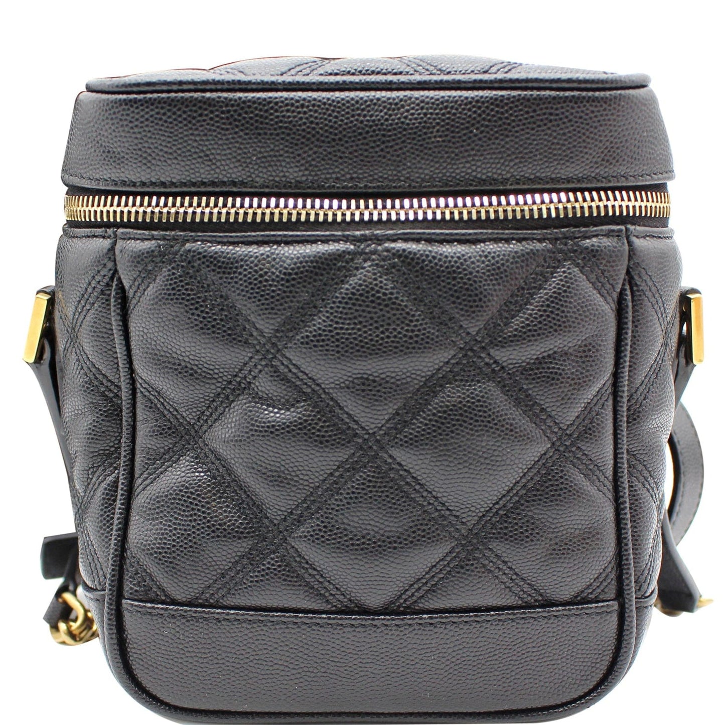 YSL Saint Laurent Yves Vanity Grain De Poudre Shoulder Bag Leather Quilted Black