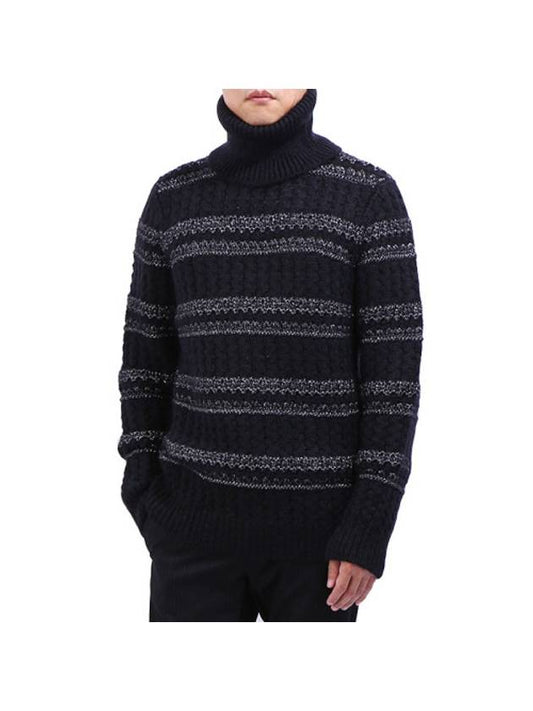 YSL Saint Laurent Saint Laurent Trending Men Striped Cable Wool Black Travel Bag