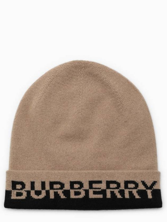 Burberry Luxury Cashmere Intarsia Beanie Handbag Brown Logo Travel Bag