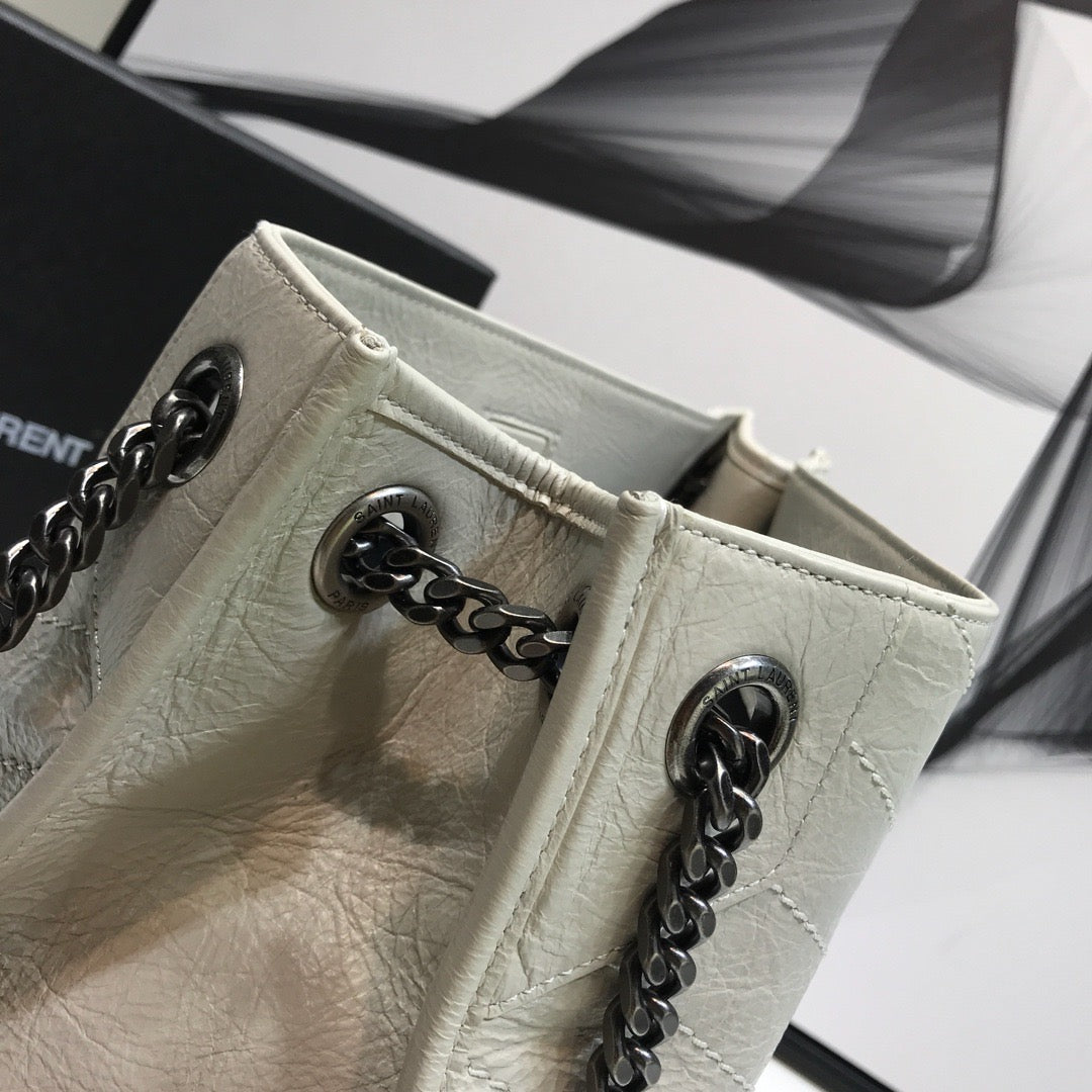YSL Saint Laurent Niki Shopping 12in 32cm White Medium Tote Bag