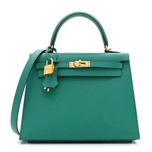 Hermes Epsom Kelly Sellier Vert Vertigo Handbag Travel Bag