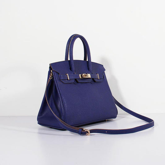 Hermes Luxury Cm Birkin Bag Epsom With Strap Leather Blue Travel Bag Blue Gold