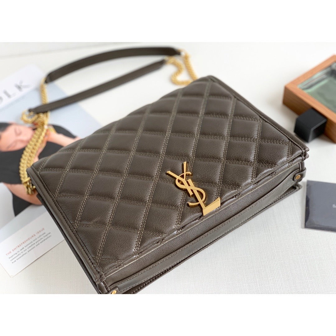 YSL Saint Laurent Becky 10.5in 27cm Brown Small Shoulder Bag