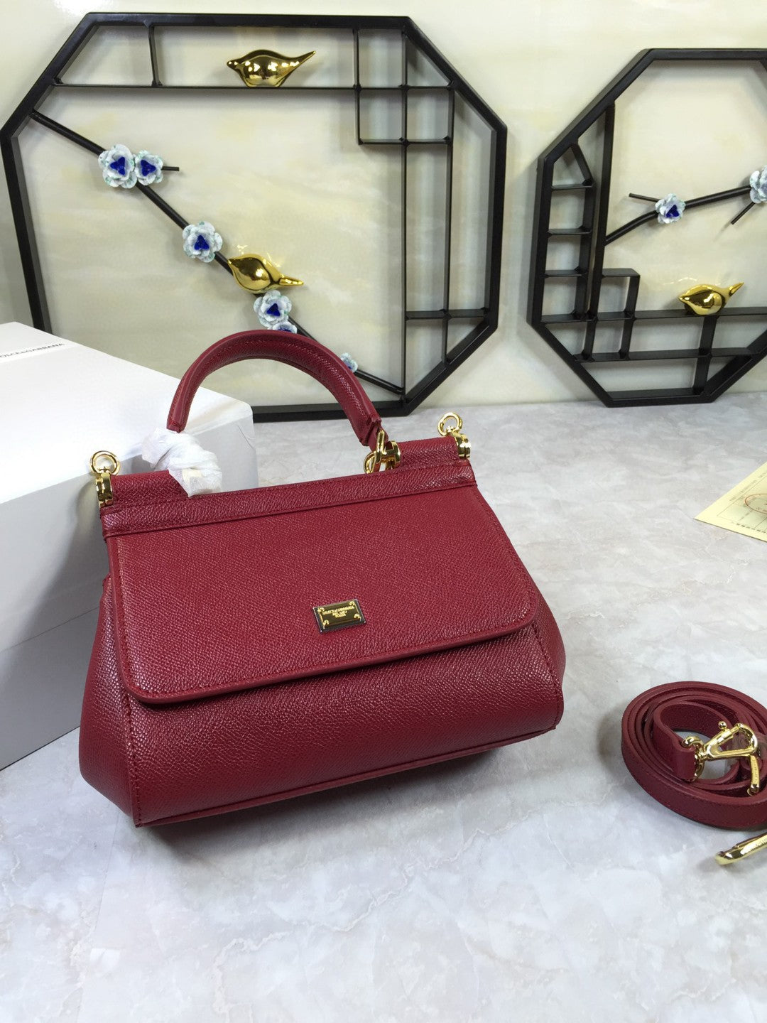 Top Quality Sicily Handbag In Dauphine Burgundy Medium Travel Bag