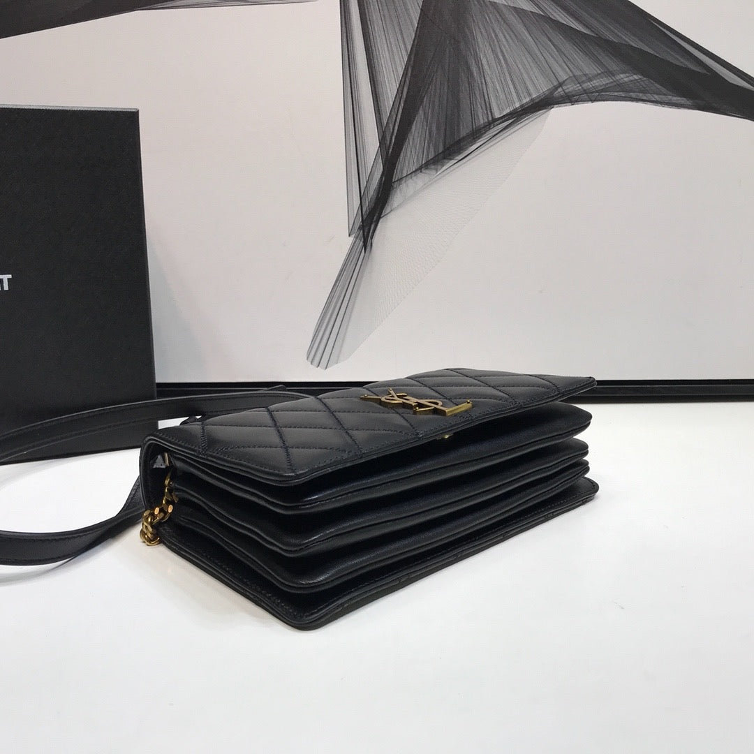 YSL Saint Laurent Ysl Saint Laurent Angie Patent Handbag Black For Travel Bag