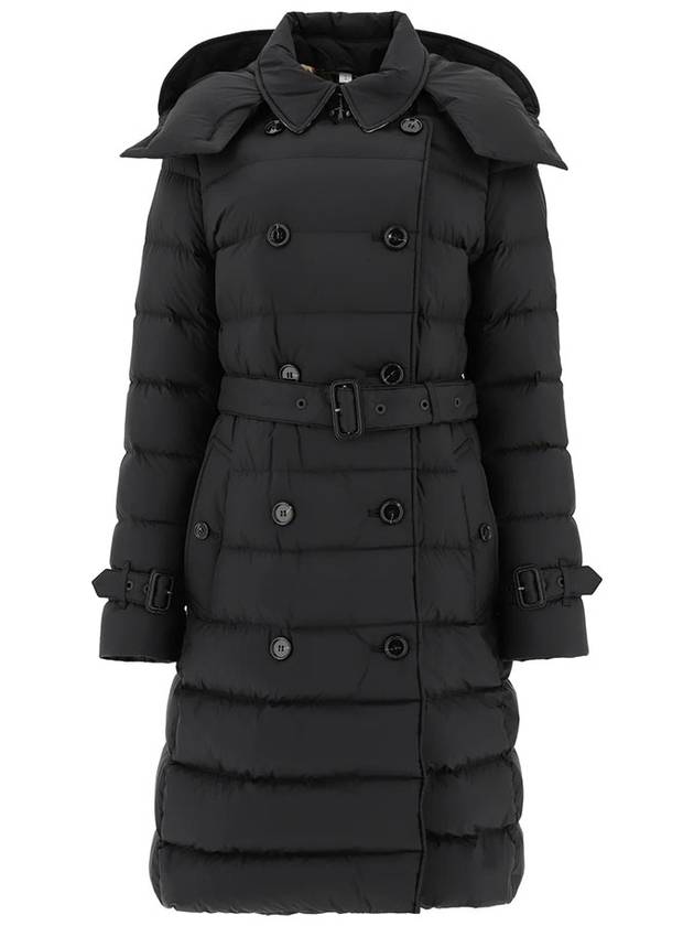 Burberry Luxury Women Double Breasted Hooded Padded Handbag Black Travel Bag