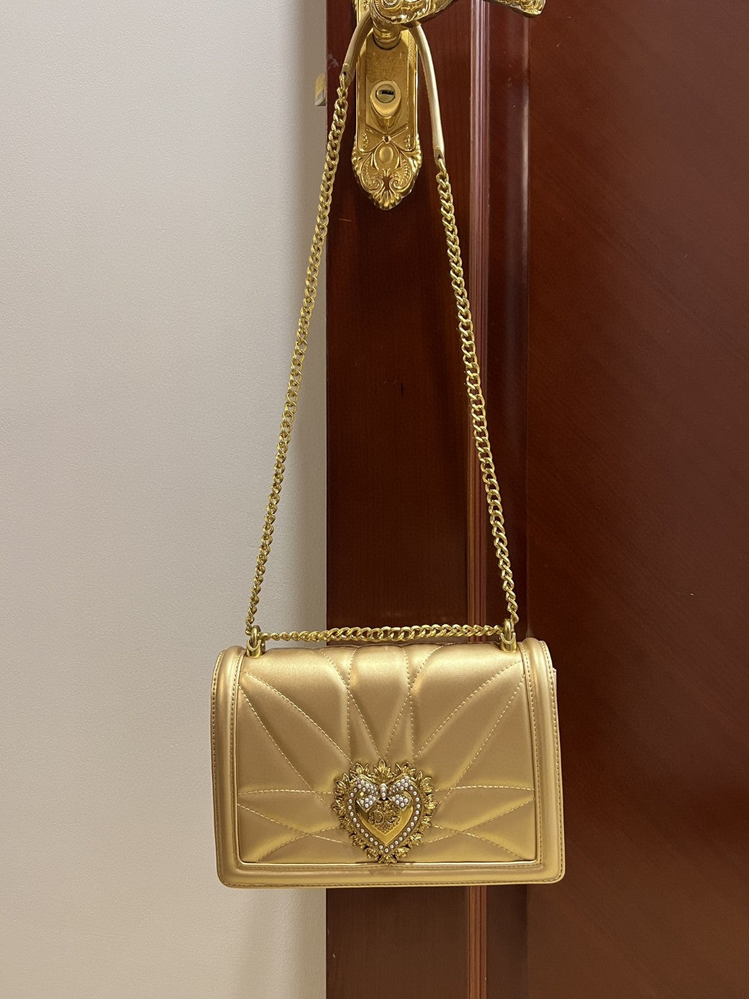 Devotion Nappa Quilted Gold Large Travel Bag