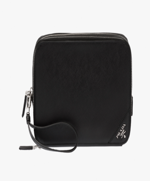 Prada Men Bag Leather Saffiano Black Travel Bag