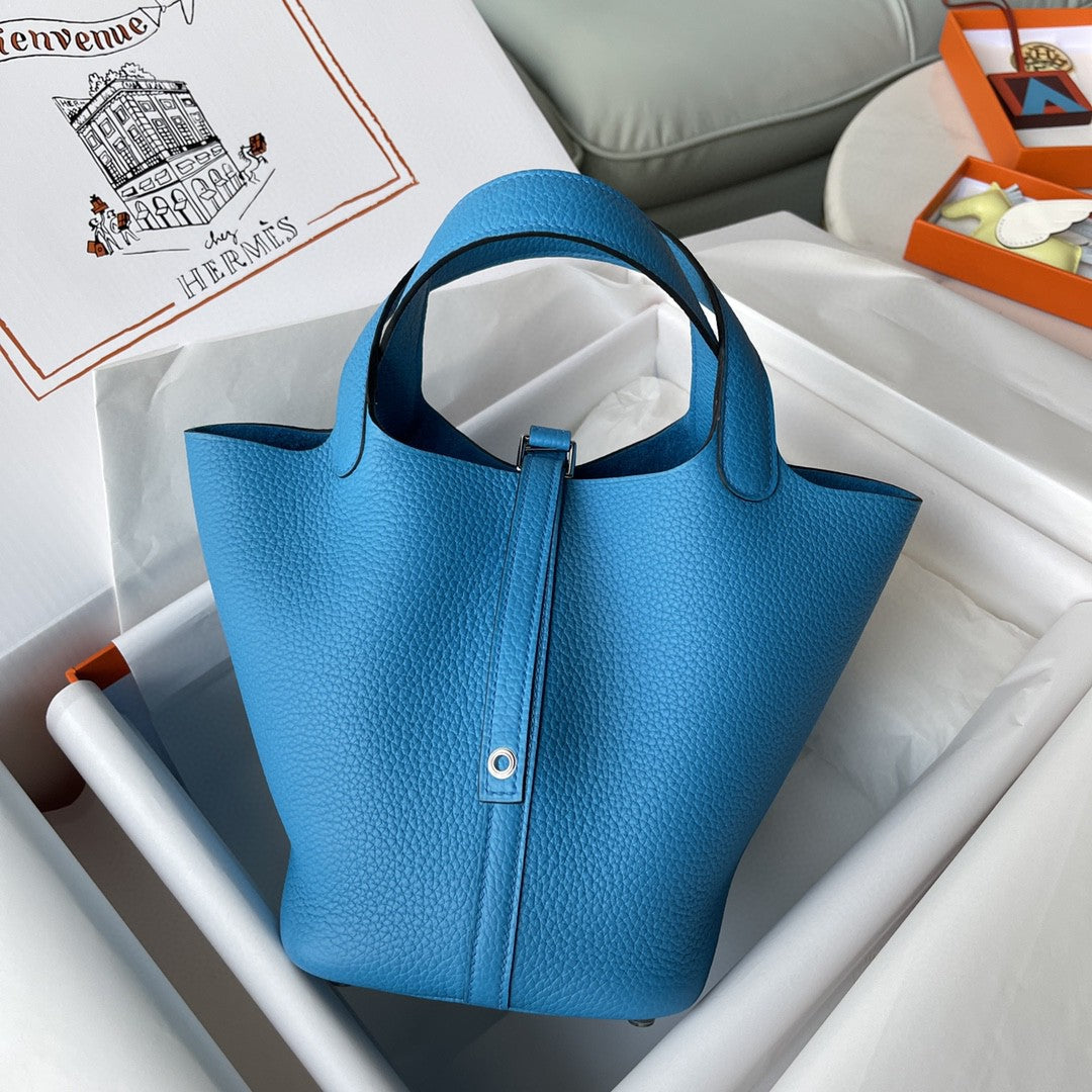 Top Quality Picotin Lock Bag For Women Blue Travel Bag