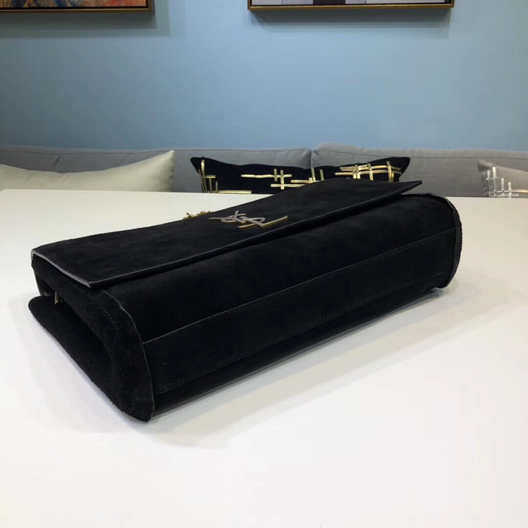 YSL Saint Laurent Kate Reversible 28.5in 11cm Black Medium Chain Handbag