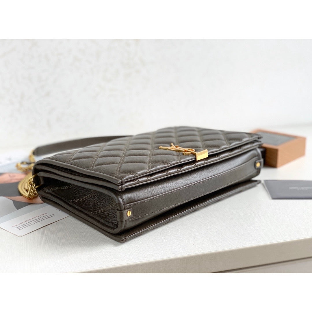 YSL Saint Laurent Becky 10.5in 27cm Brown Small Shoulder Bag
