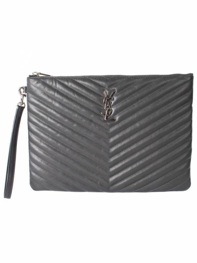YSL Saint Laurent Saint Laurent Trending Cassandre Silver Clutch Bag Leather Matelasse