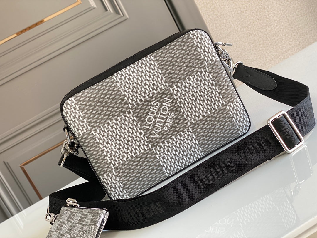Top Quality Trio Messenger Damier Graphite Plaster Crossbody Bag