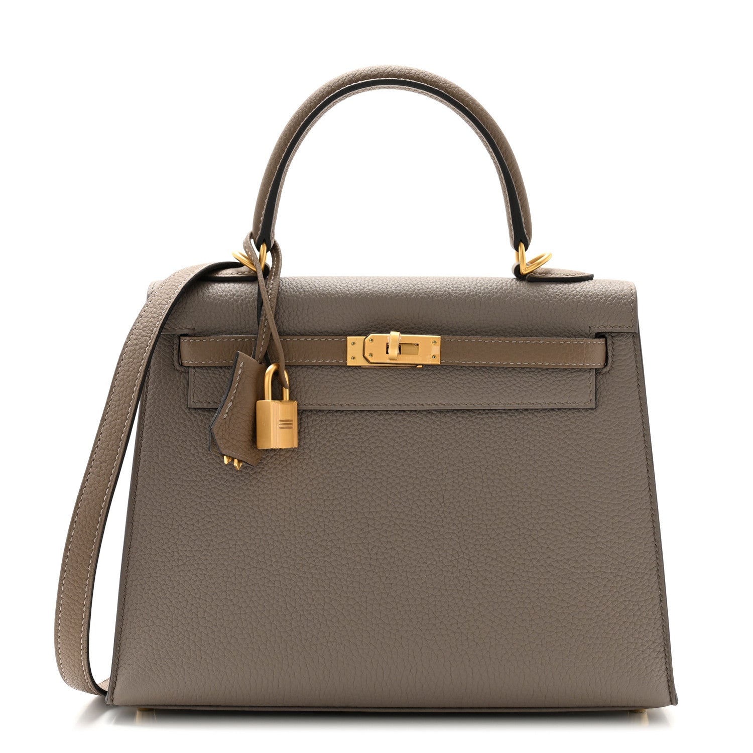 Hermes Togo Horseshoe Kelly Sellier Gris Asphalte Etoupe Handbag Shoes