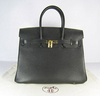 Hermes Luxury Birkin Cm Togo Handbags Golden Leather Black Travel Bag