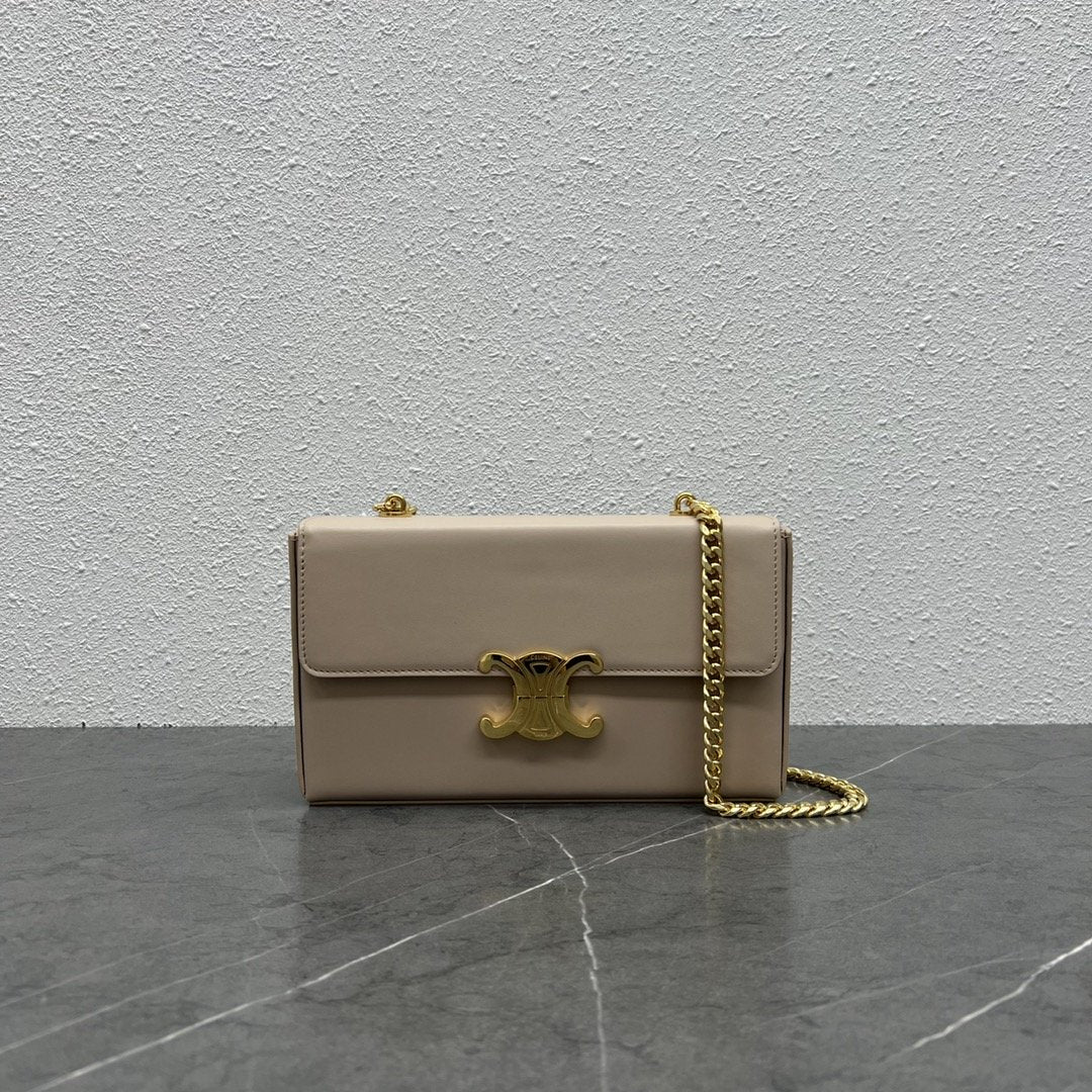 Top Quality Box Triomphe Bag For Women Beige Chain Travel Bag 9In22Cm 4197
