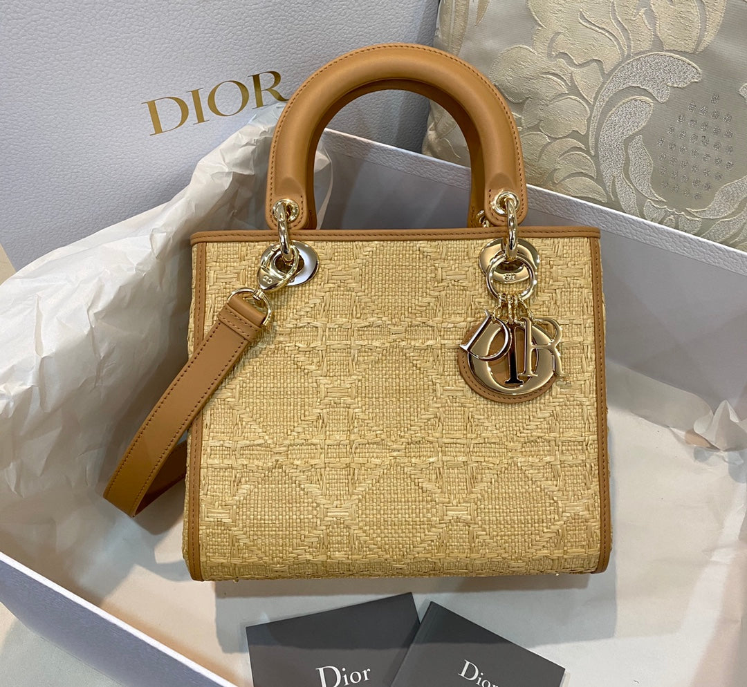Metop Qualityum Lady Natural Cannage Raffia Brown Travel Bag