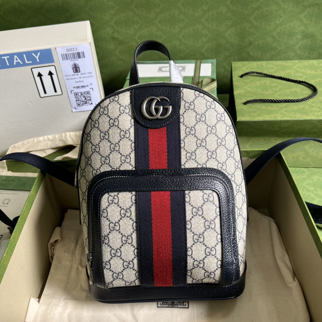 gg Ophidia gg Backpack gg Canvas Beige Blue Small