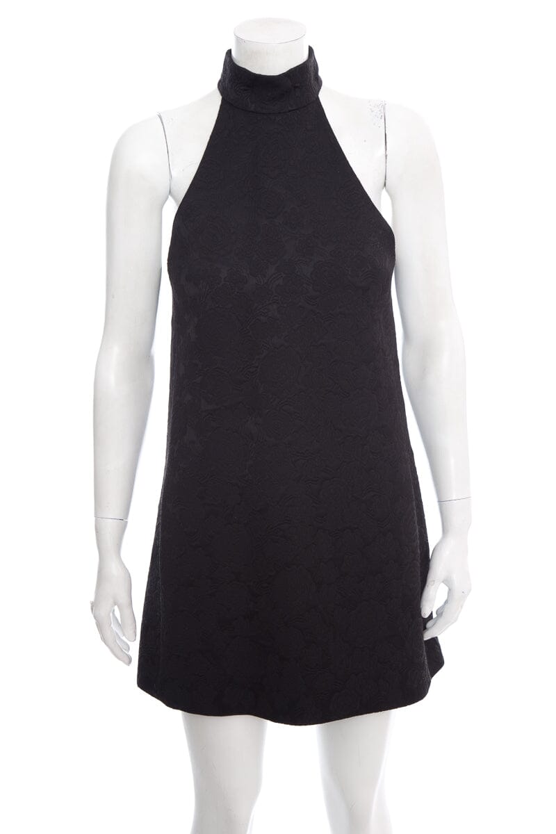 YSL Saint Laurent Bag Floral Halter Neck Dress SZ 4 Black Mini Mini Bag
