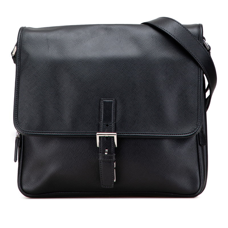 Prada Triangle Plate Shoulder Bag Saffiano Logo