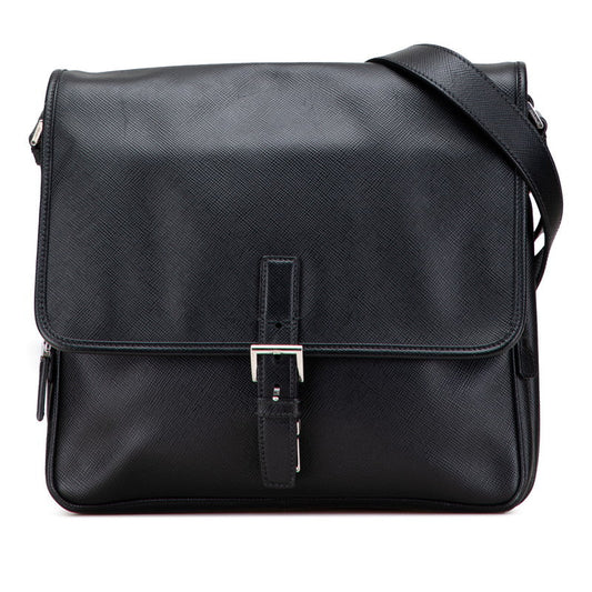 Prada Triangle Plate Shoulder Bag Saffiano Logo